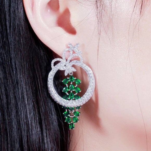 Cubic Zirconia Bunch of Grapes Hoop Statement Earrings NWT - Picture 3 of 5